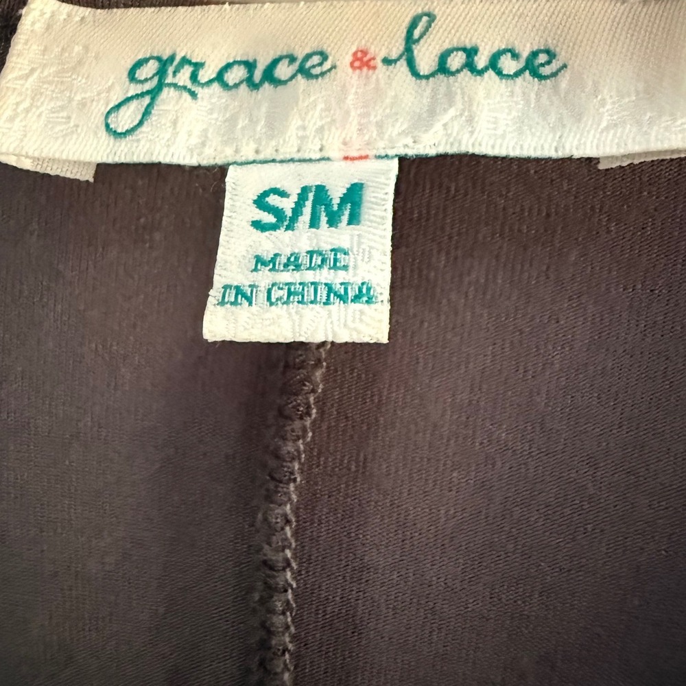Grace & Lace Perfect V-Neck Tunic Charcoal Gray Long Sleeve Oversized Top S/M - Picture 4 of 4
